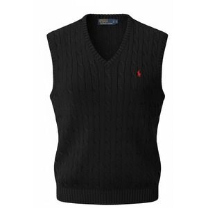 Polo Ralph Lauren Navy Cable Knit V Neck Sweater Vest Mens L 100% Pima Cotton